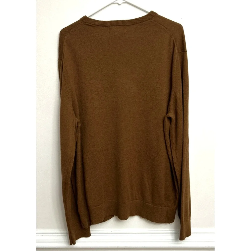 Banana Republic V-neck Sweater Men's XL Camel Luxe Yarn Cotton Silk Cashmere